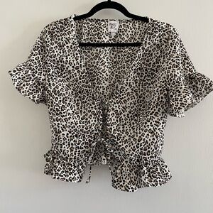 Princess Polly leopard print tie front blouse